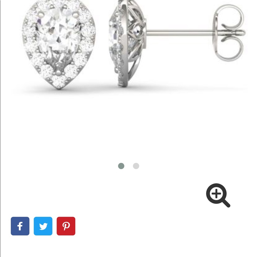 Moissanite halo set pear and round 14k studs